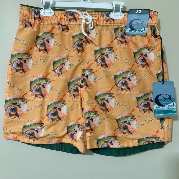 Wave Life Other - NWT Wave Life reversible Brook Trout board/swim shorts size 32 orange/green